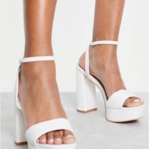 ASOS Shoes - ASOS White Platform Block Heel Sandals